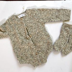 Zara open work knit bodysuit and socks in natural and knit romper